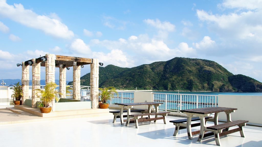 Roof top at a hotel on aka island in Okinawa