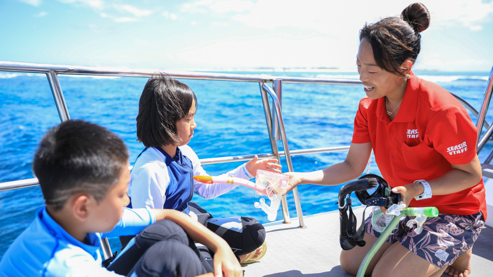 Giving a briefing on boat